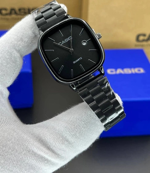 ساعت مردانه کاسیو مربعی، ساعت مچی مردانه casio - فول مشکی مردانه